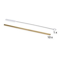 Cosy & Trendy rechte RVS rietjes goud 21,4 cm – set van 10 + borstel