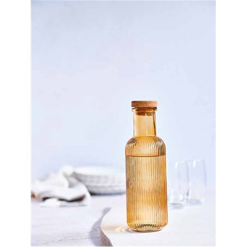 Cosy & Trendy Raya glazen fles 1 L met kurk – oker