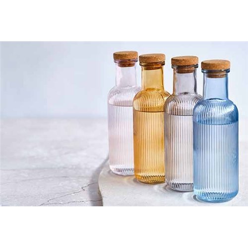Cosy & Trendy Raya glazen fles 1 L met kurk – blauw