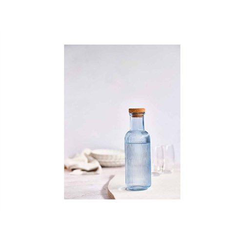 Cosy & Trendy Raya glazen fles 1 L met kurk – blauw