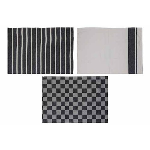 Stoff Keukenhanddoek Black Chambray - Set van 3 2