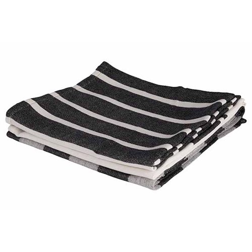 Stoff Keukenhanddoek Black Chambray - Set van 3