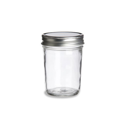 Mason Jar ECO clear 8 oz met zilveren deksel