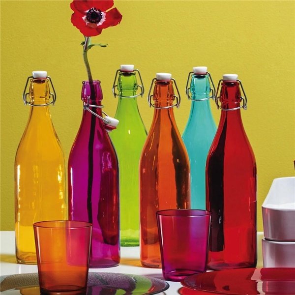 Bormioli Rocco Giara glazen fles met beugelsluiting Donkerblauw – 1 L 2