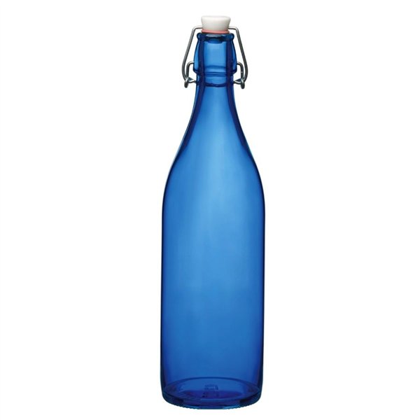 Bormioli Rocco Giara glazen fles met beugelsluiting Donkerblauw – 1 L