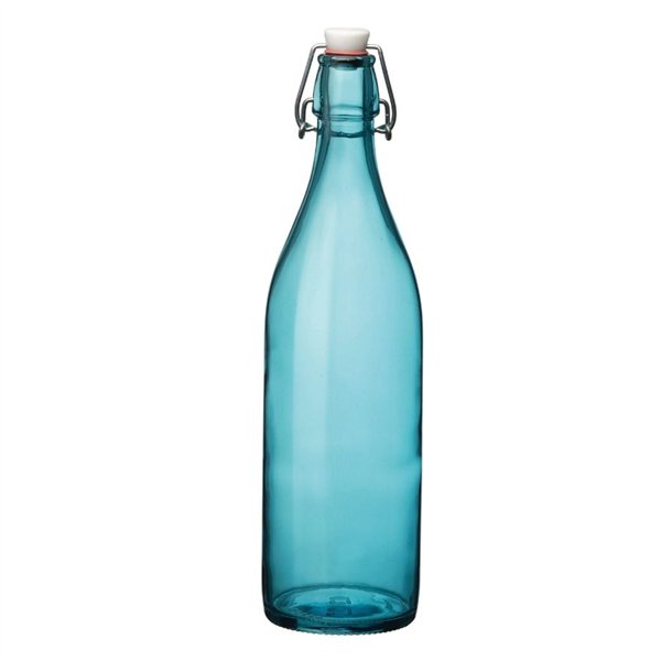 Bormioli Rocco Giara glazen fles met beugelsluiting Lichtblauw – 1 L