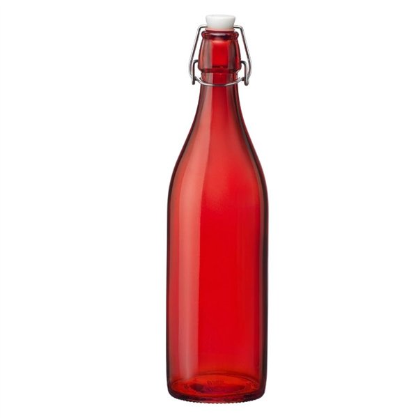 Bormioli Rocco Giara glazen fles met beugelsluiting Rood – 1 L