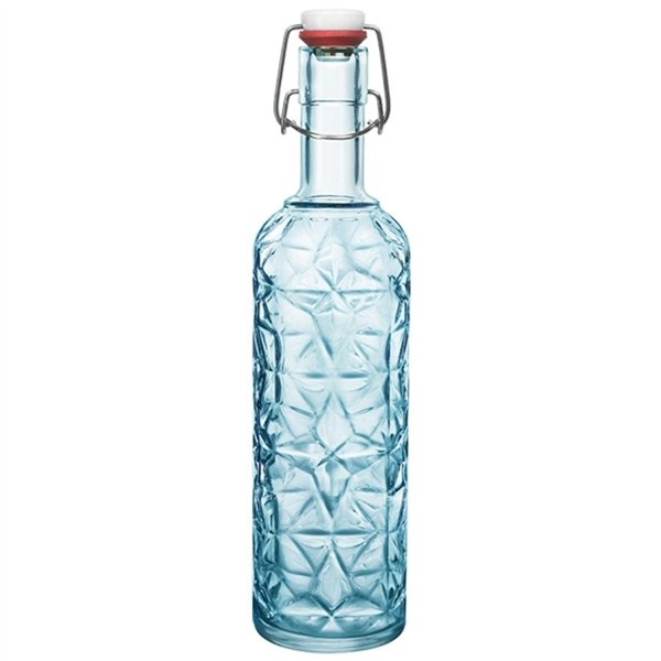 Bormioli Rocco Oriente glazen fles met beugelsluiting Blauw – 1 L