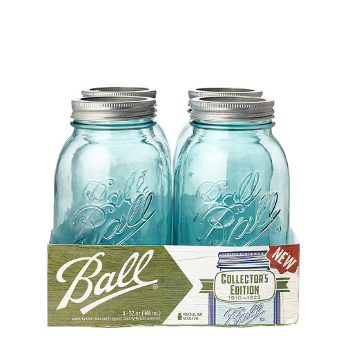 Ball | Mason Jar Collector's Edition Regular Mouth 32 oz Aqua Vintage (4 stuks)