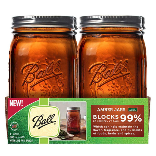 Ball | Mason Jar Elite AMBER 32 oz / 945 ml Wide Mouth (4 stuks)