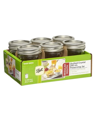 Ball | Mason Jar Regular Quilted Crystal 8 oz / 240 ml (6 stuks)