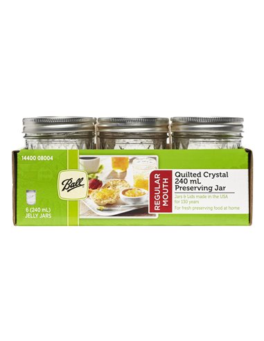 Ball | Mason Jar Regular Quilted Crystal 8 oz / 240 ml (6 stuks)