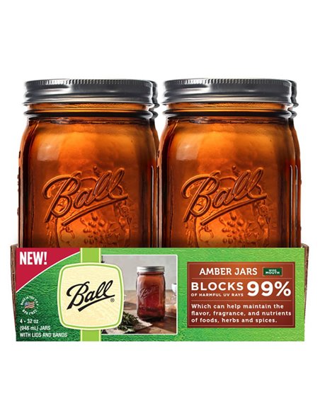 Ball | Mason Jar Elite AMBER 32 oz / 945 ml Wide Mouth (4 stuks)
