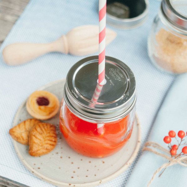 Mason jar Rietjes deksel RVS (1 stuks)