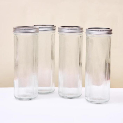Ripple Mason Jar Wide 1 L - incl. RVS deksel (1 st.)