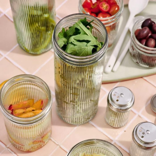 Ripple Mason Jar Wide 1 L - incl. RVS deksel (1 st.)
