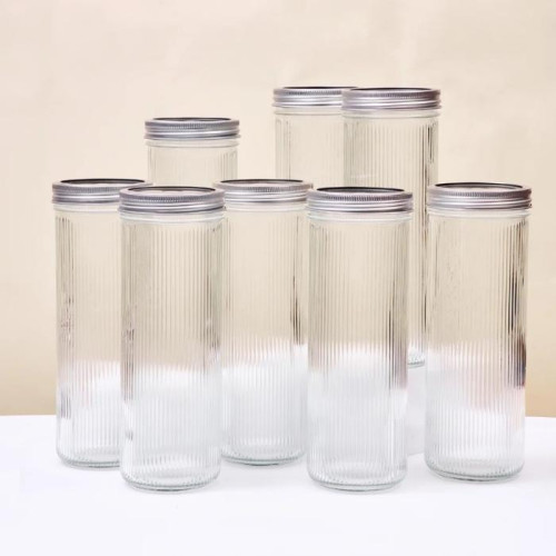 Ripple Mason Jar Wide 1 L - incl. RVS deksel (1 st.)