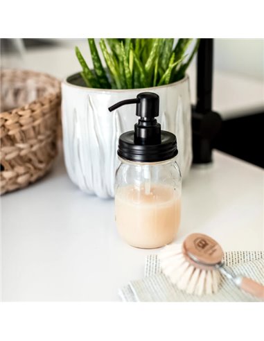 Mason Jar Zeeppomp deksel RVS Zwart