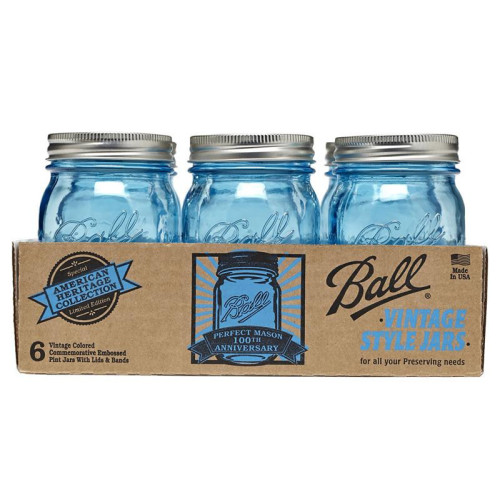 Ball | Mason Jar Elite BLUE 32 oz / 940 ml Wide Mouth (4 stuks)