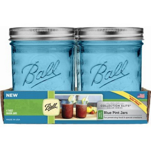 Ball | Mason Jar Elite BLUE 16 oz / 475 ml Wide Mouth (4 stuks)