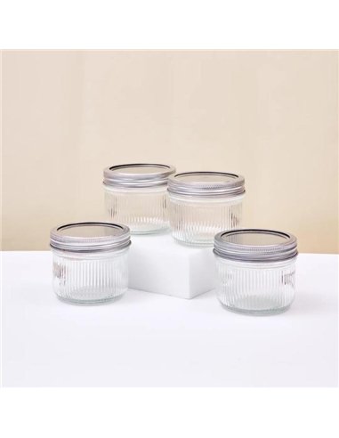 Ripple Mason Jar Wide 0.4 L - incl. RVS deksel (1 st.)