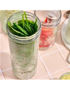Ripple Mason Jar Wide 1 L - incl. RVS deksel (1 st.)