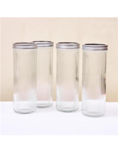 Ripple Mason Jar Wide 1 L - incl. RVS deksel (1 st.)