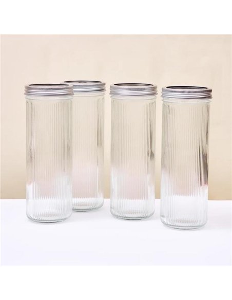 Ripple Mason Jar Wide 1 L - incl. RVS deksel (1 st.)
