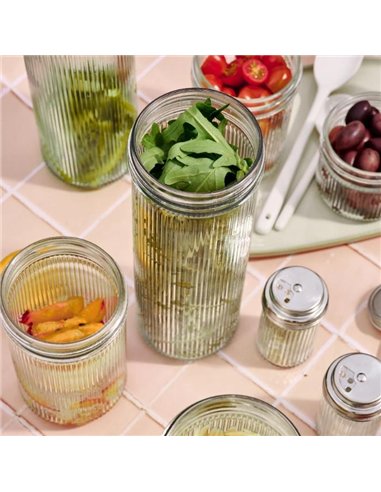 Ripple Mason Jar Wide 1 L - incl. RVS deksel (1 st.)