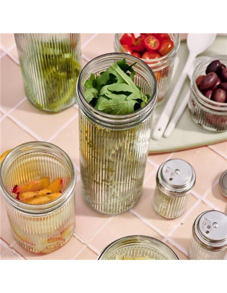Ripple Mason Jar Wide 1 L - incl. RVS deksel (1 st.)