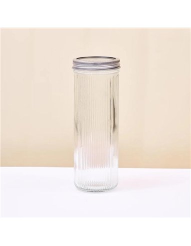 Ripple Mason Jar Wide 1 L - incl. RVS deksel (1 st.)